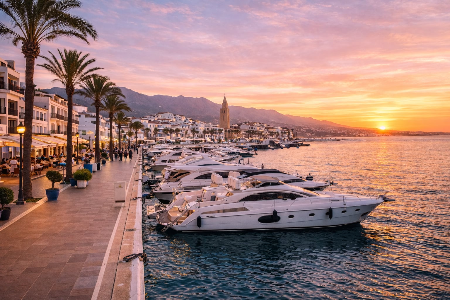 Jachthaven en boulevard aan de Costa del Sol